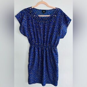 MOSSIMO Stylish Blue Summer Dress with Gold Pattern Size M